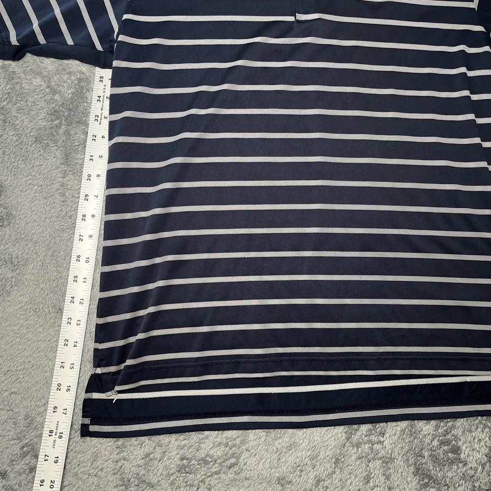 Adidas Clinacool Men's Polo Short Sleeve Shirt Blue/White Striped Landrover SZ M